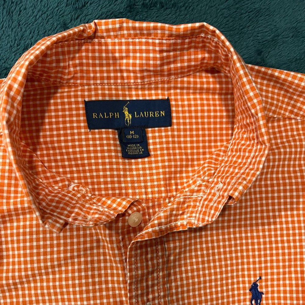 Boys Ralph Lauren Orange Gingham Shirt